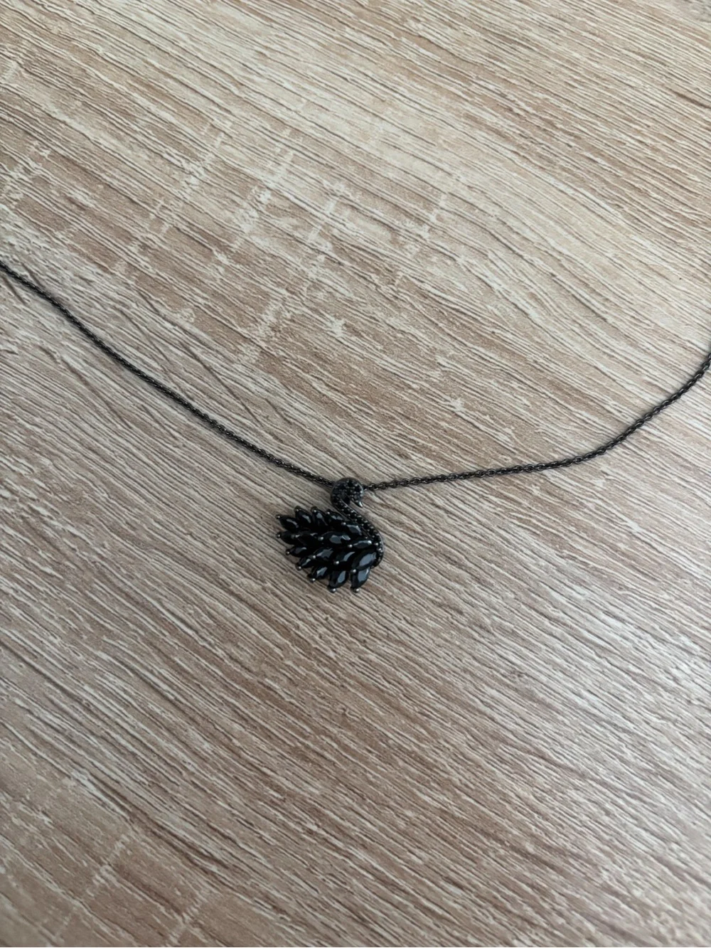 MONASHOP Black Swan Pendant Necklace, Black Gold Tone, CZ, 20 Inch Chain, Gifts